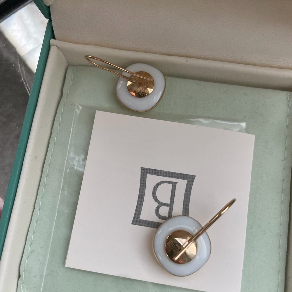 BERNARDAUD Gold Earrings with Blue Accents - Picture 5 of 6